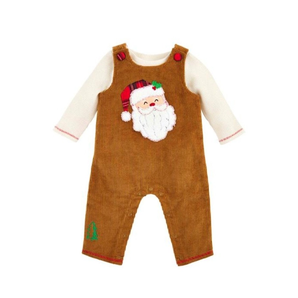 NEW! Mudpie Santa Baby Corduroy Overalls Brown & Cream Size 12-18 months‎ $49.50